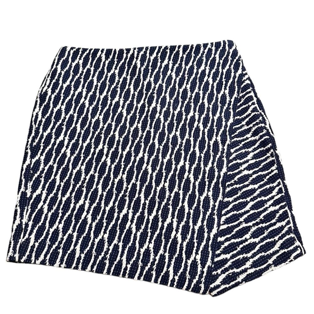 Loft Blue and White Faux Wrap Mini Skirt Size 6